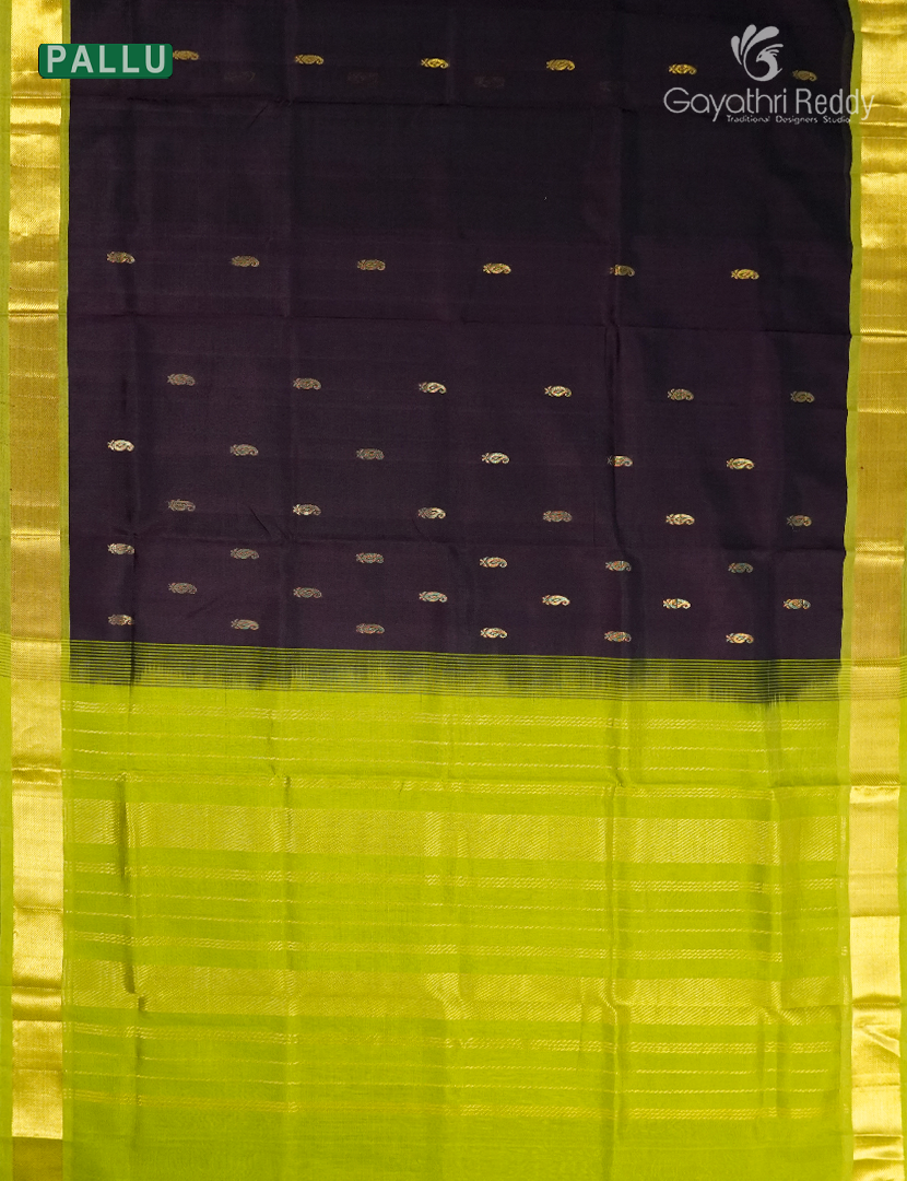 Pure Arani Sico Saree in Deep Snuff and Leaf Green