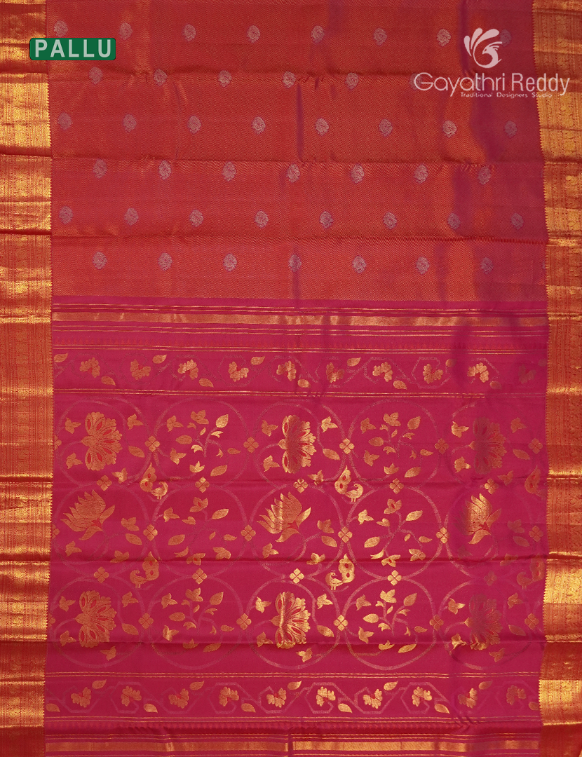 Pure  Kanchipuram Silk Saree in Peach Pink ( Butta Pattern )