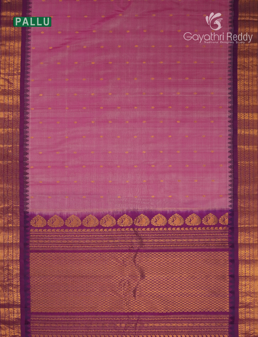 Pure Gadwal Silk Saree in Baby Pink and Deep Magenta