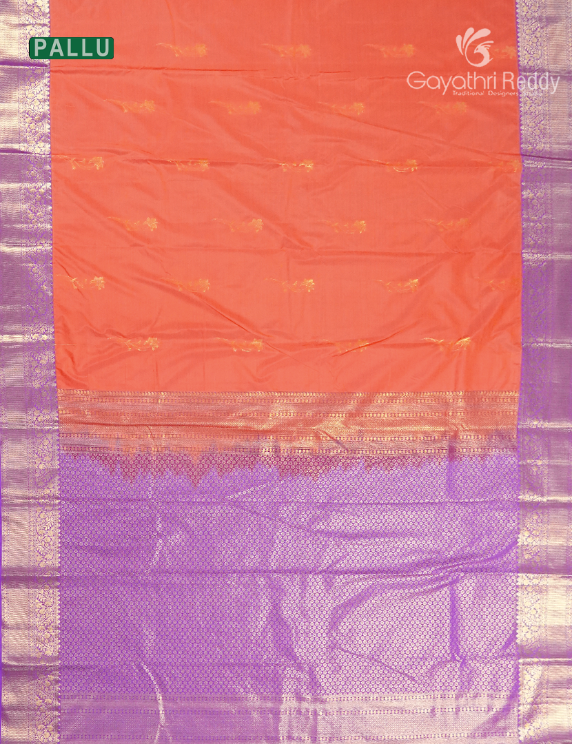 Semi Kanchipuram Silk Saree in Peach and Lavender