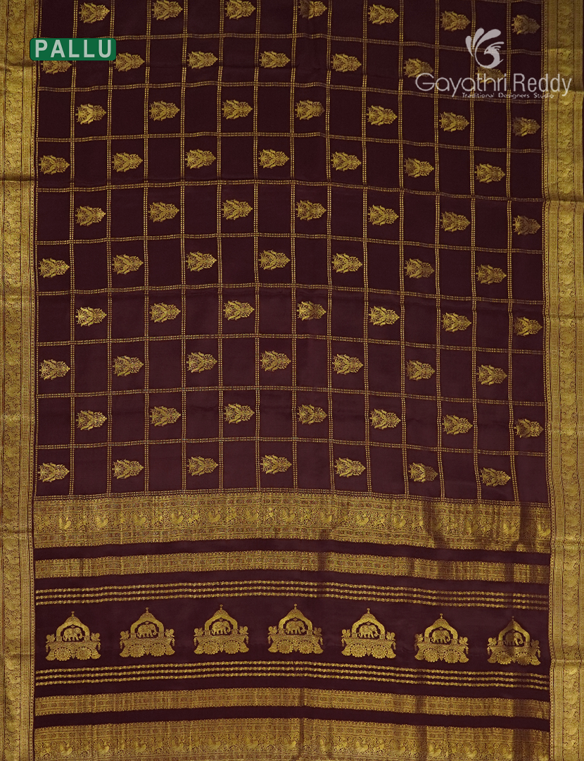 Pure Mysore Silk Saree and in Deep Snuff