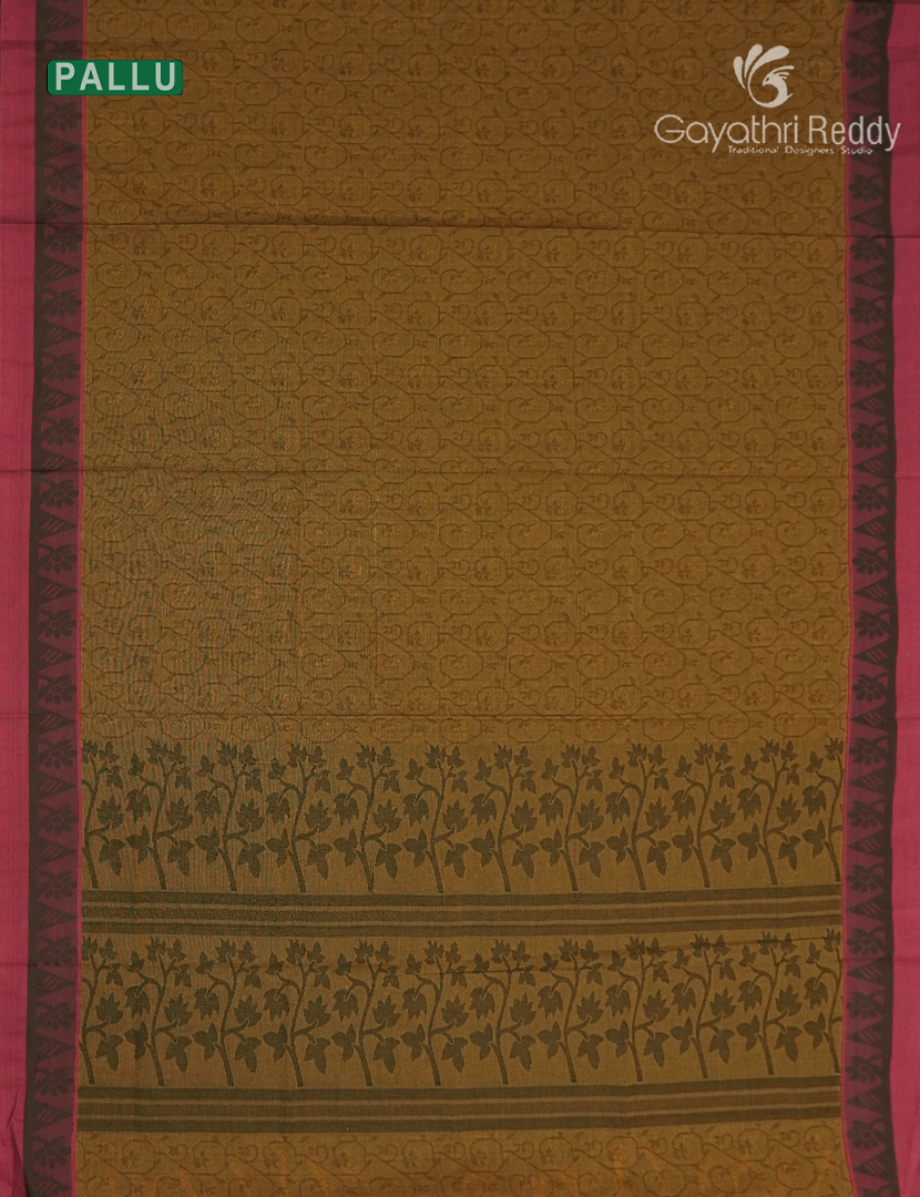 Pure Kanchi Cotton Saree in Dry Mehendi Green
