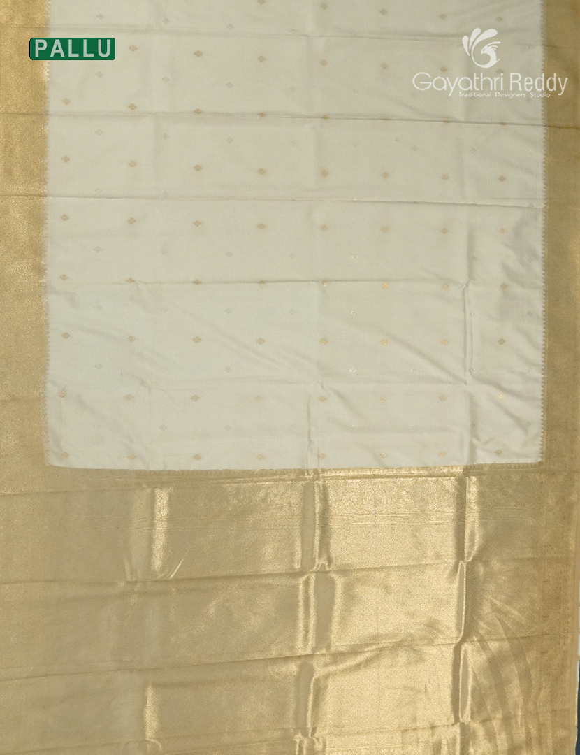 Semi Kanchipuram Art Silk Saree in Cream and Gold