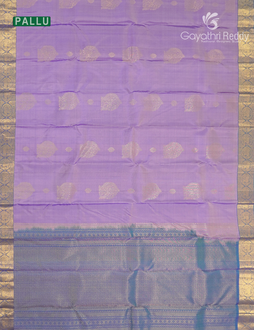Pure Kanchipuram Silk Saree in Lavender and Blue