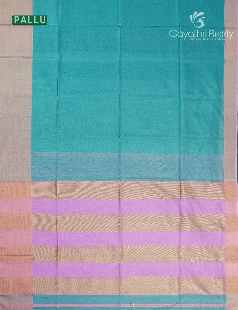 Pure Chanderi Sico Saree in Sea Blue