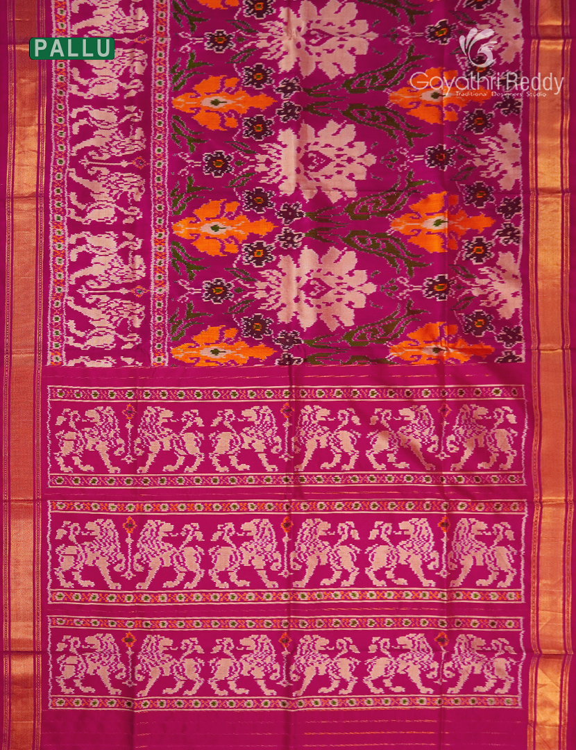 Pure Ikat Silk Saree in Pink