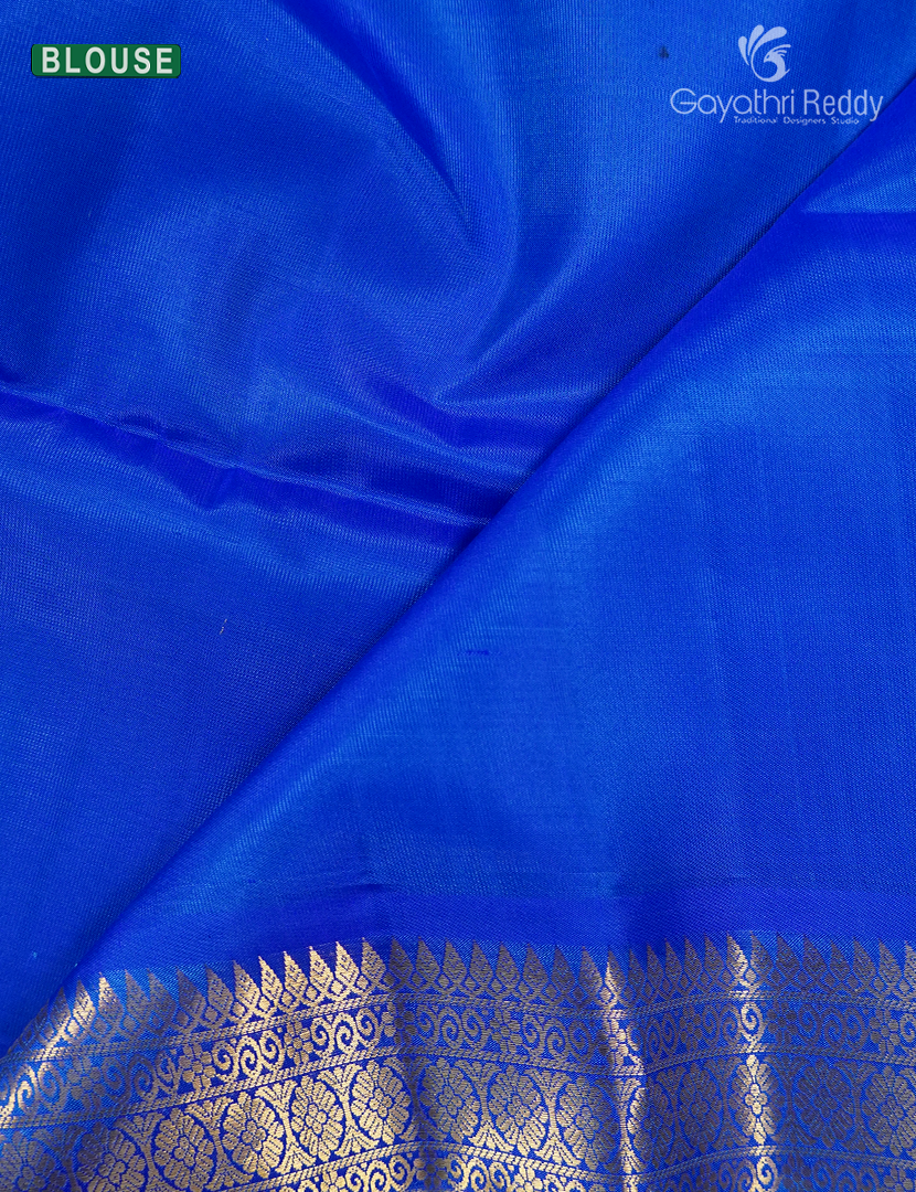 Light weight kanchipuram Silk Saree in Sea green and Cyan Blue