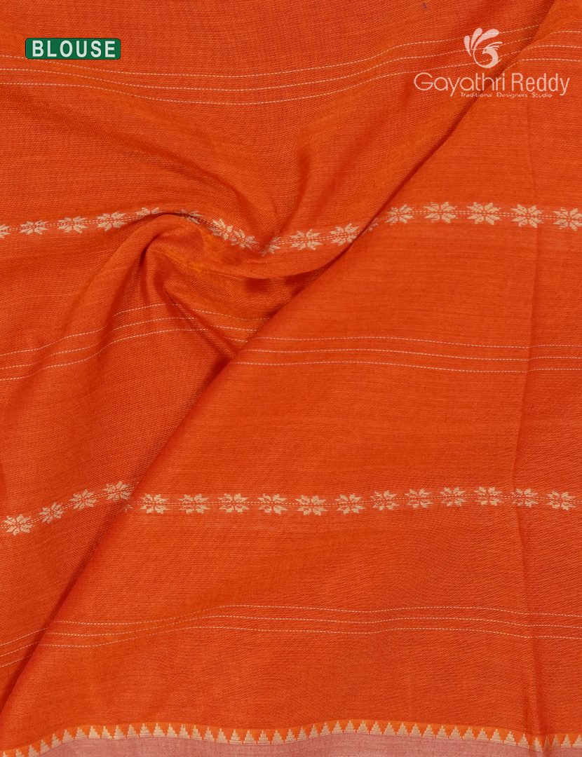 Pure Narayanpet Cotton Saree in Orange