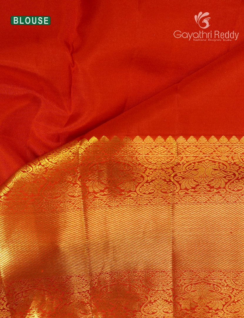 Pure Kanchipuram Bridal Silk Saree in Sea green and Red