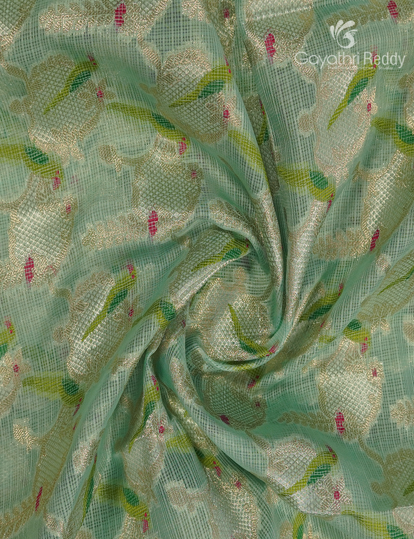Banaras Kota Lehanga Set in Pista Green and Tangarine
