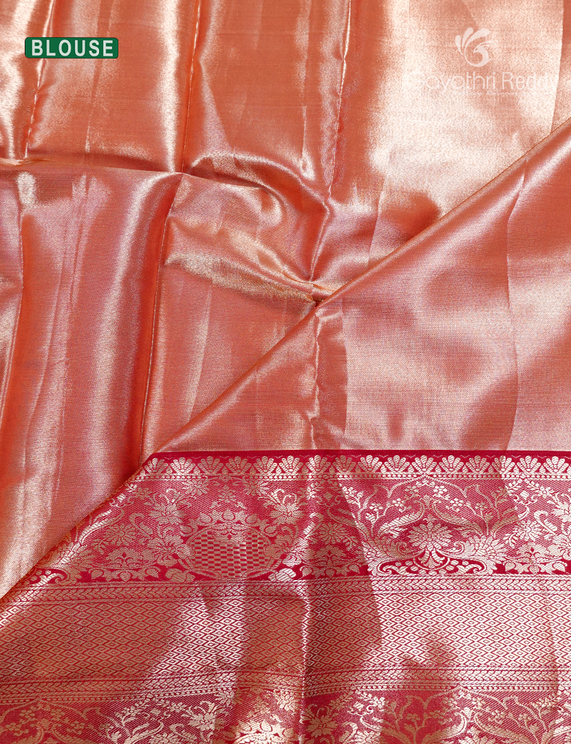 Semi Kanchipuram Silk Saree in Milk White and Red