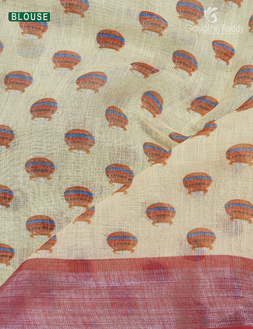 Pure Linen Saree in Light Yellow