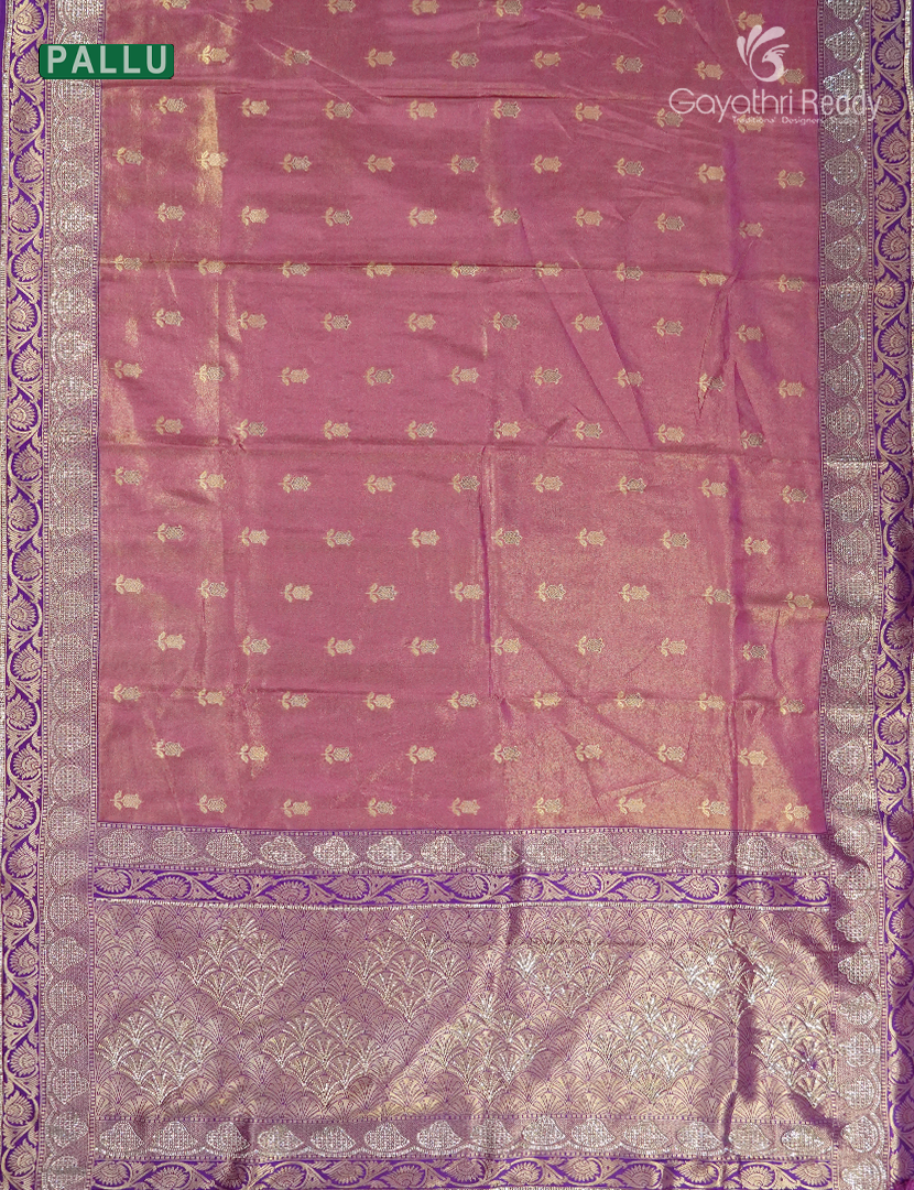 Semi Kanchipuram Silk Fancy Saree in Rose Gold and Purple