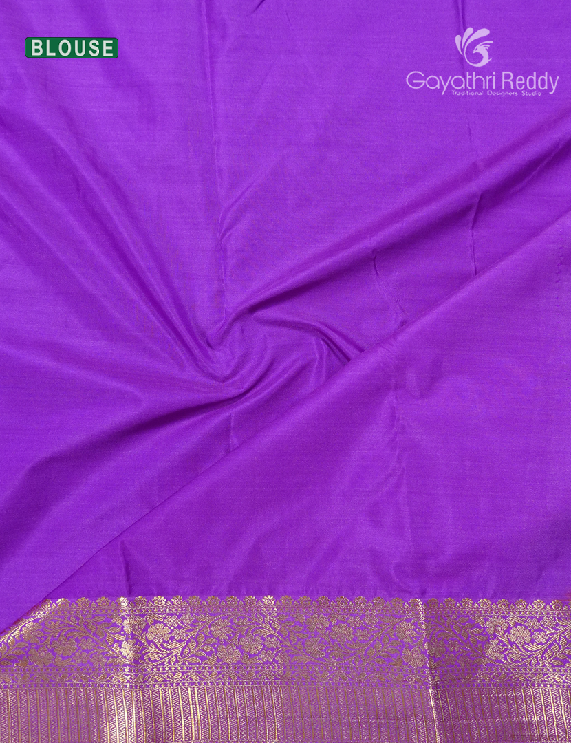 Semi Kanchipuram Silk Saree in Peach and Lavender