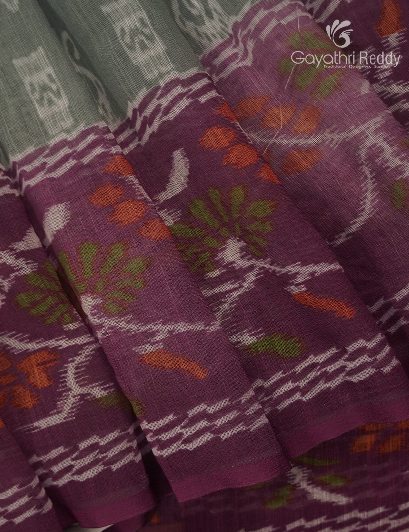 Linen Cotton Saree in Grey