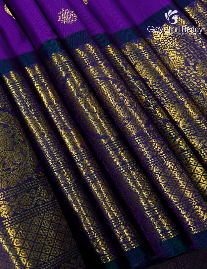 Pure Gadwal Silk Saree in Deep Violet