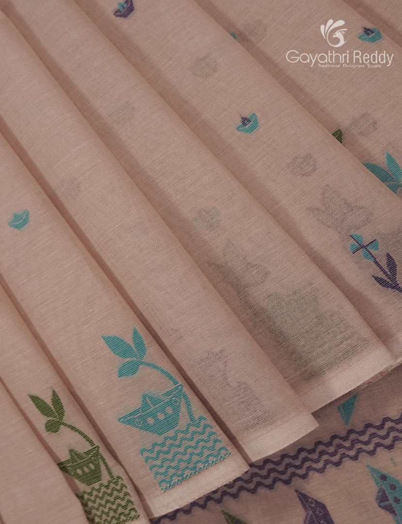 Jamdani Cotton Saree in Beige