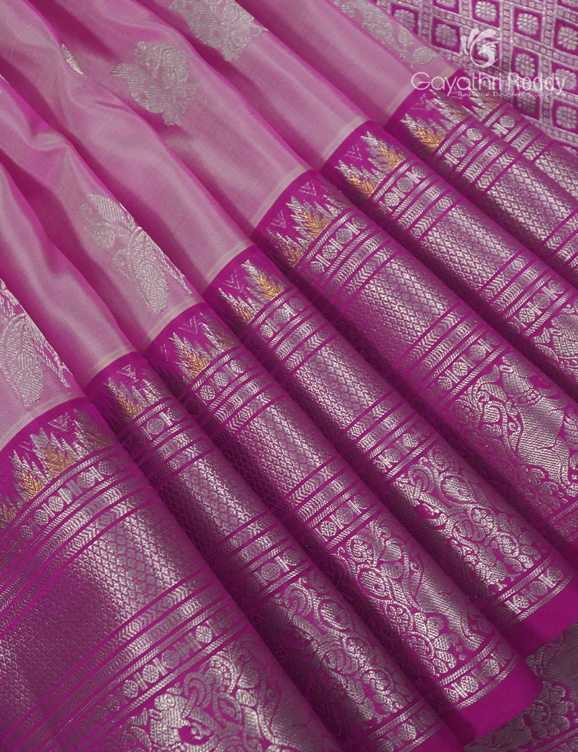Pure Venkatagiri Silk Saree in Baby Pink and Deep Pink