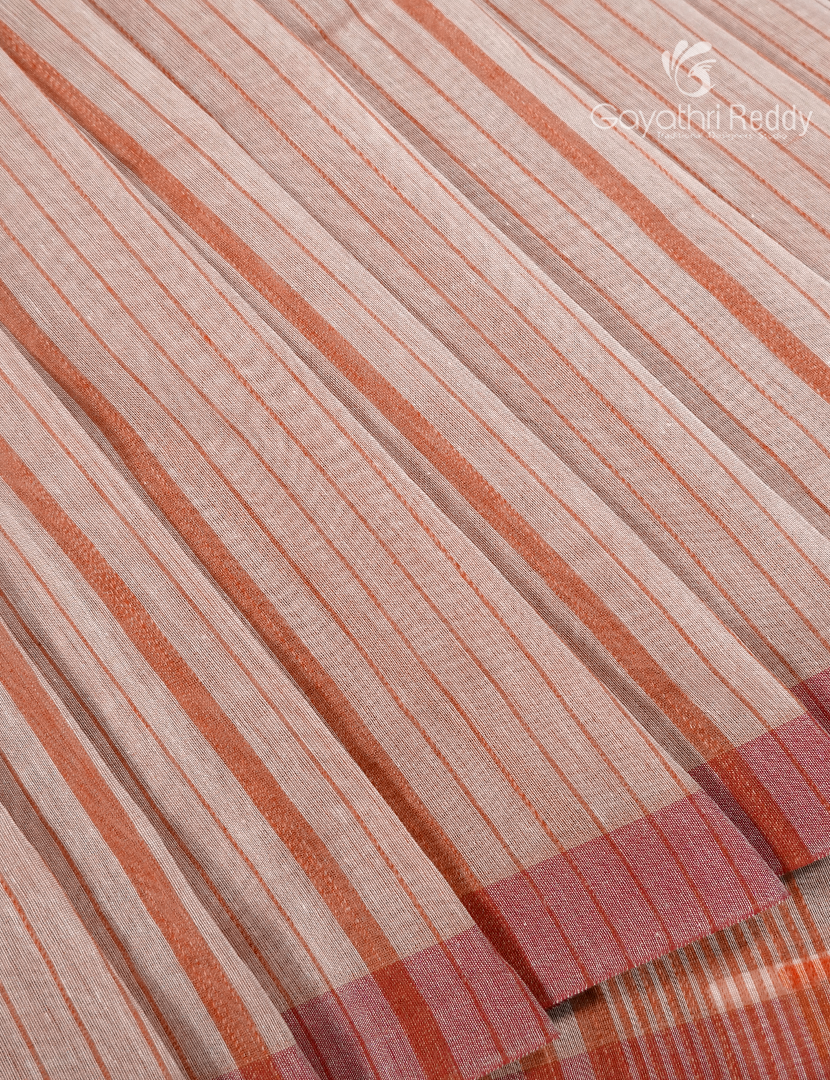 Pure Handloom Cotton Saree in Pastel Peach