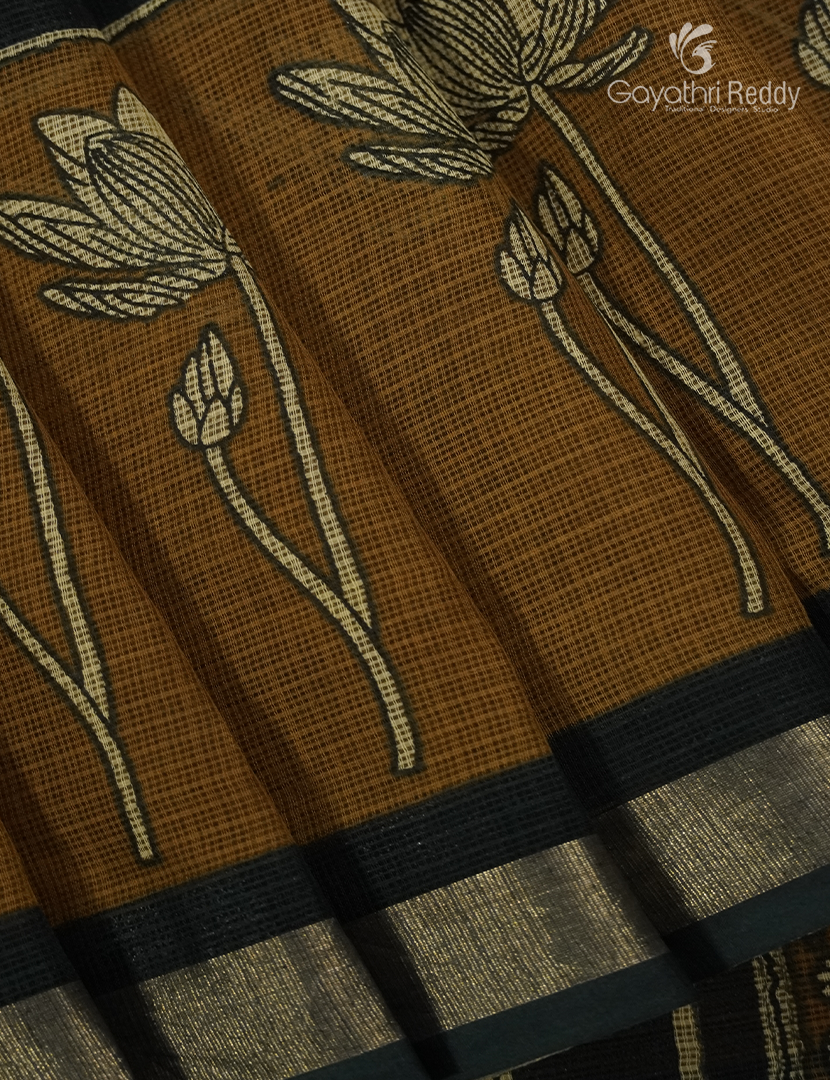 Premium Quality Cotton Kota Saree in Beige and Brown