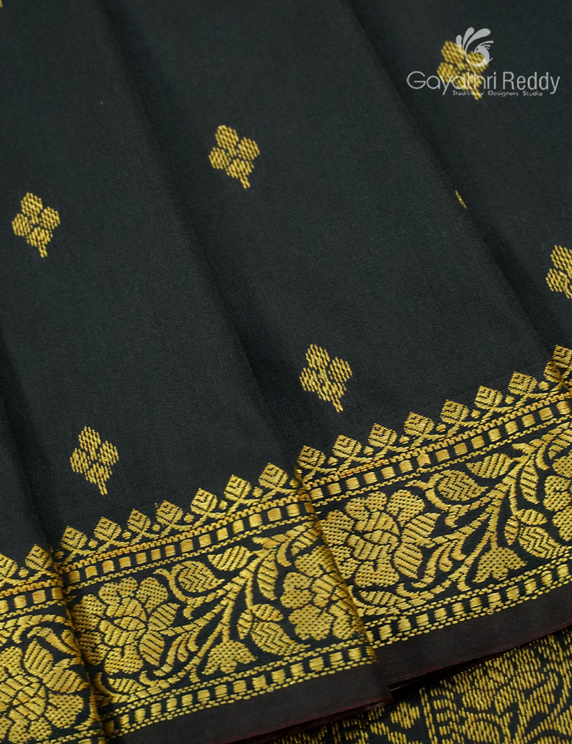 Semi Katan Silk Saree in Bottle Green