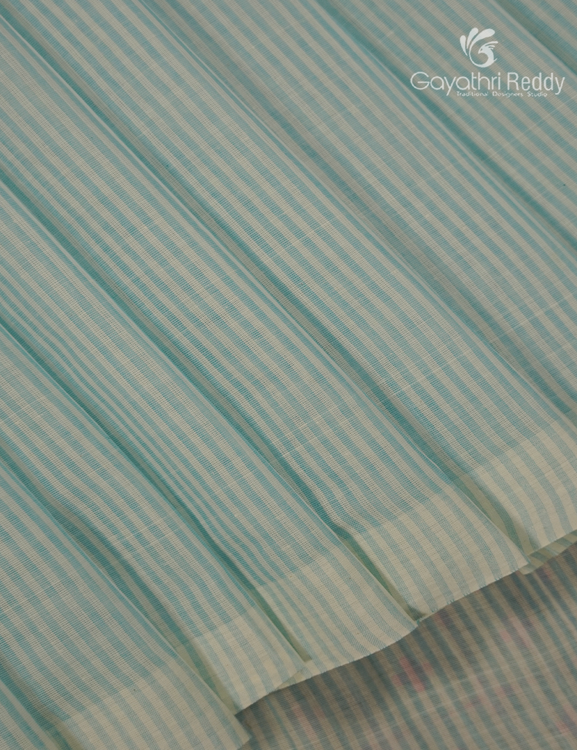 Pure Kanchi Cotton Printed Saree in Sea Blue