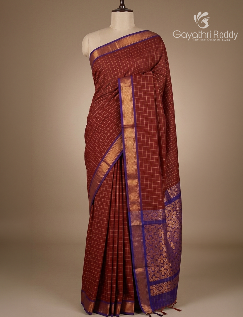 Kanchipuram Sico Saree in Maroon and Violet