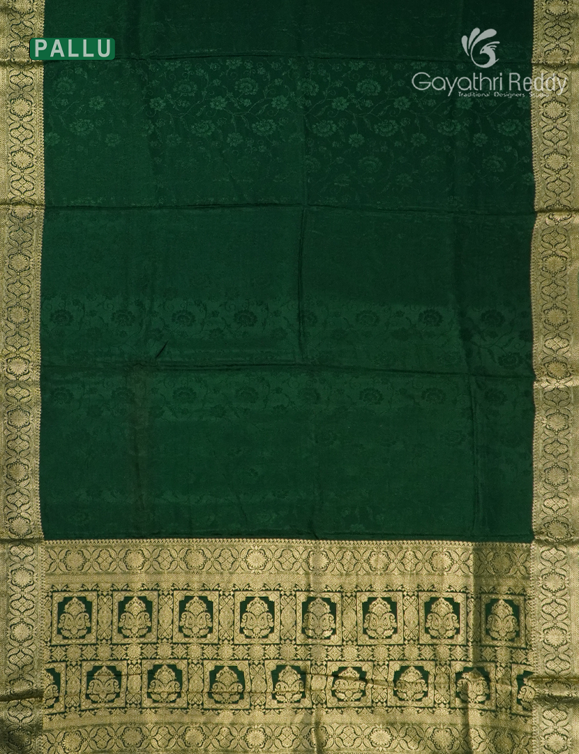 Semi Mysore Crepe Saree in Deep  Green