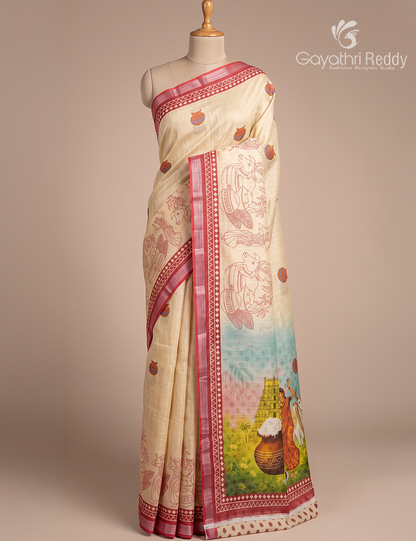Pure Linen Saree in Light Lime Yellow