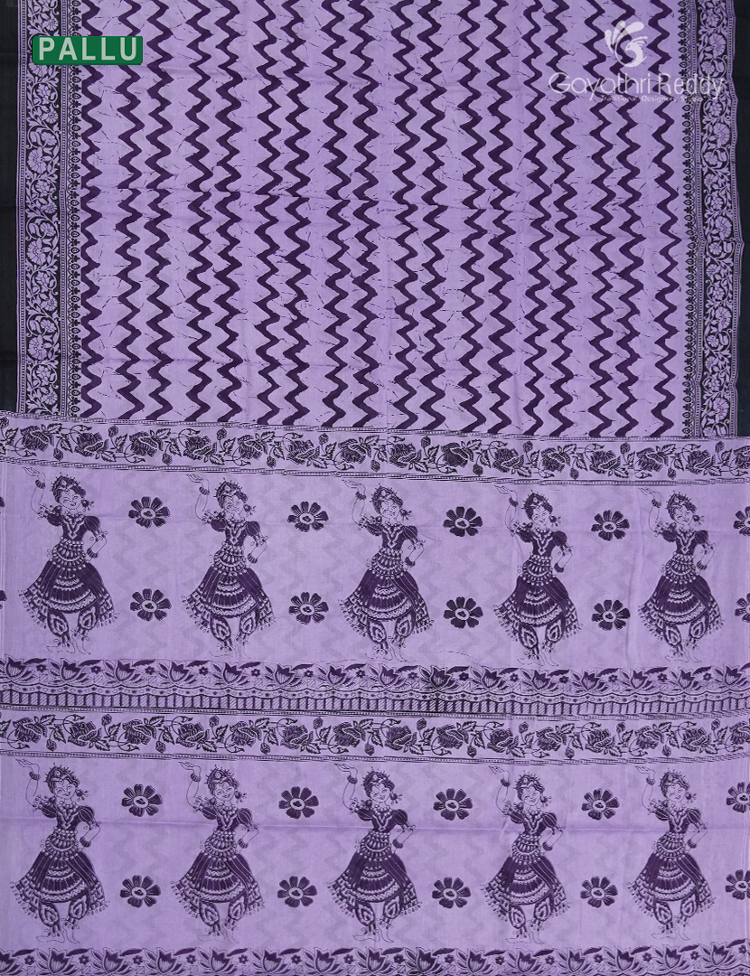 Pure MulMul Cotton Saree in Lavender and Purple