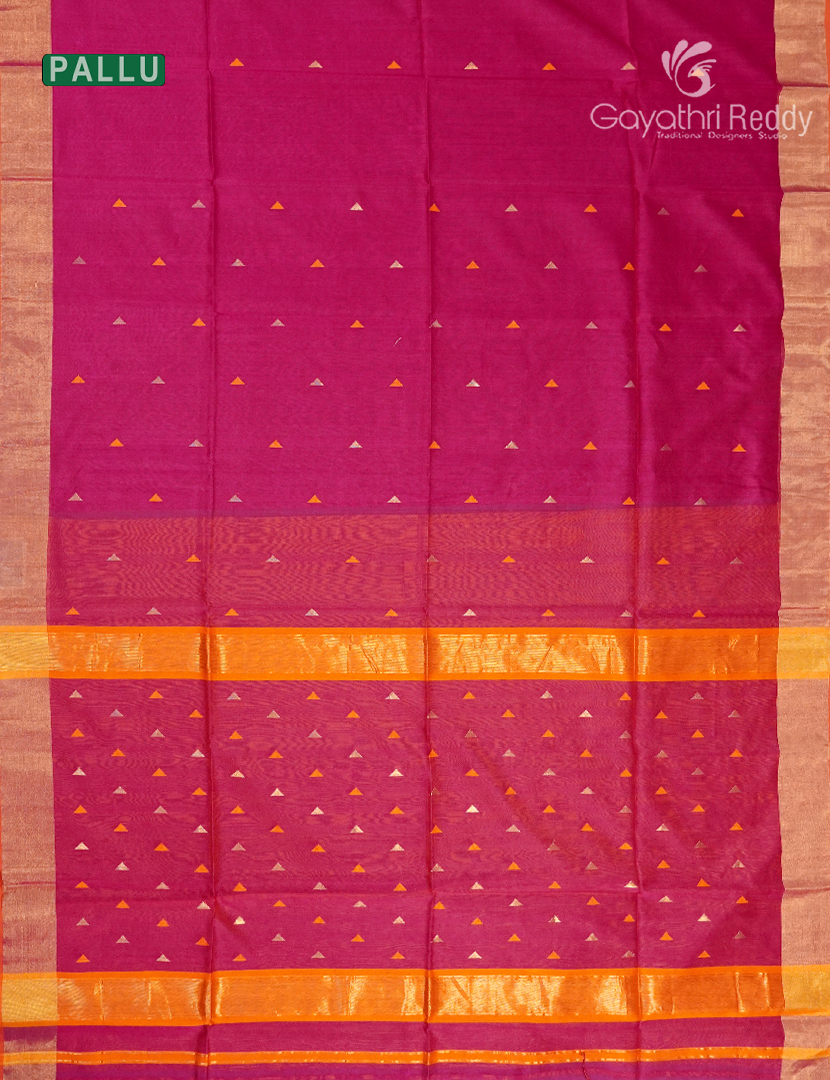 Pure Chanderi Sico Saree in Rani Pink