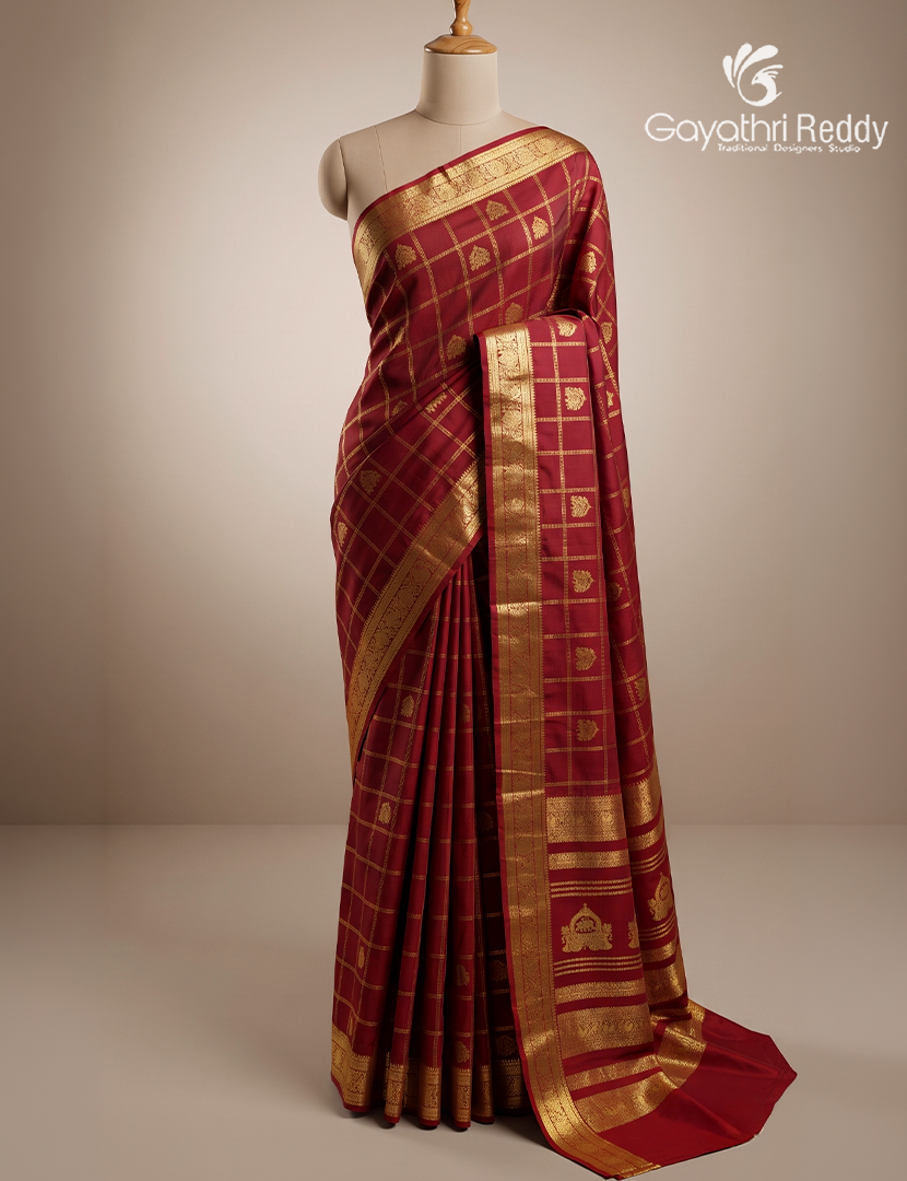 Pure Mysore Silk Saree in Deep Maroon