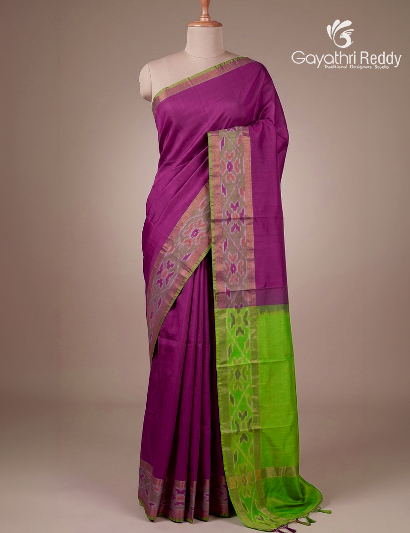 Pure Uppada Silk Saree in Purple and Green