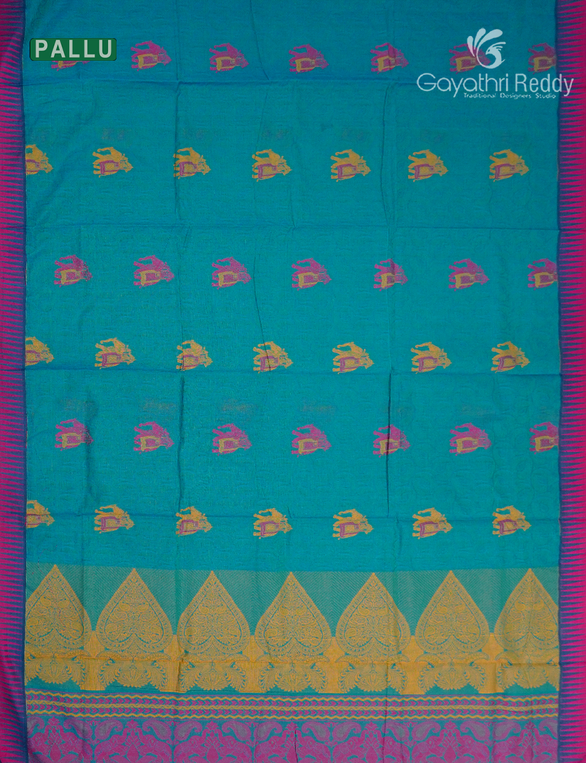 Pure Kanchi Cotton Saree in Blue