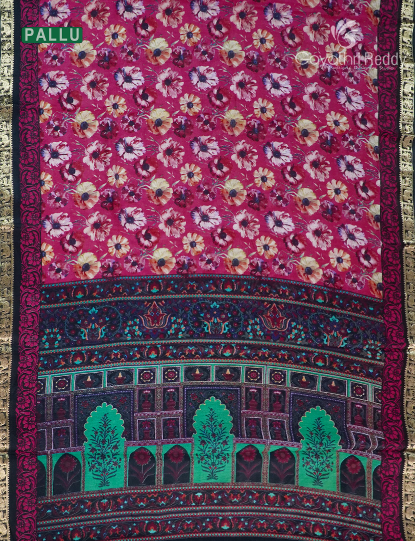 Vidarbha Sico Saree in Rani Pink and Deep Navy Blue