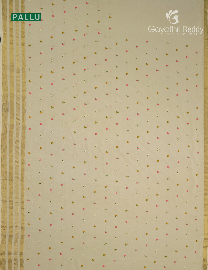 Chiffon Fancy Saree in Cream