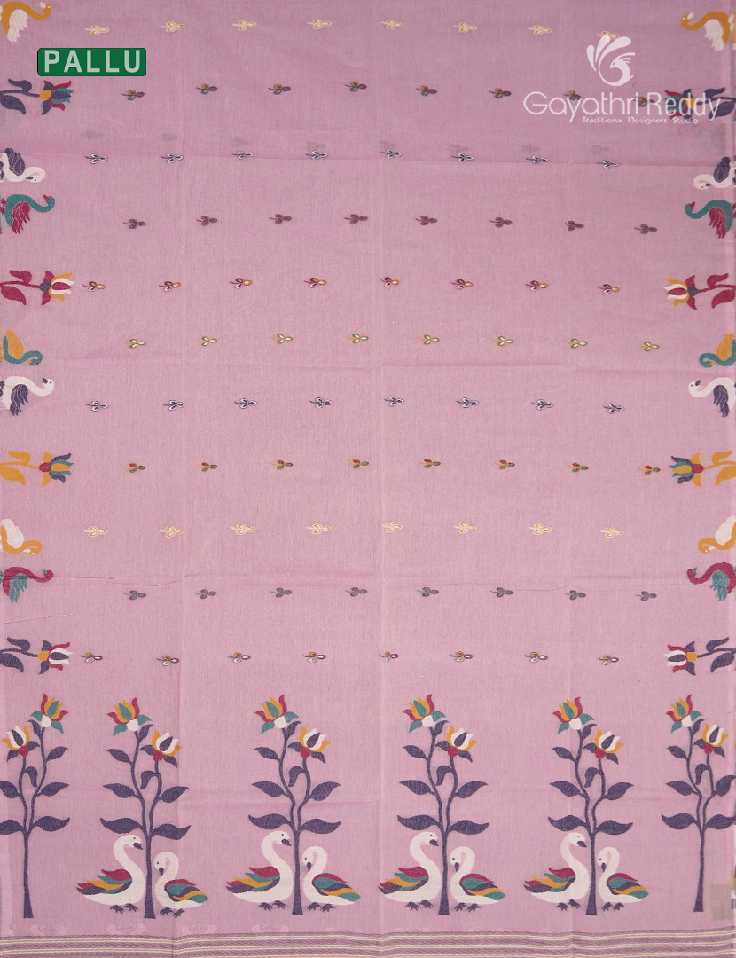 Jamdani Cotton Saree in Baby Pink