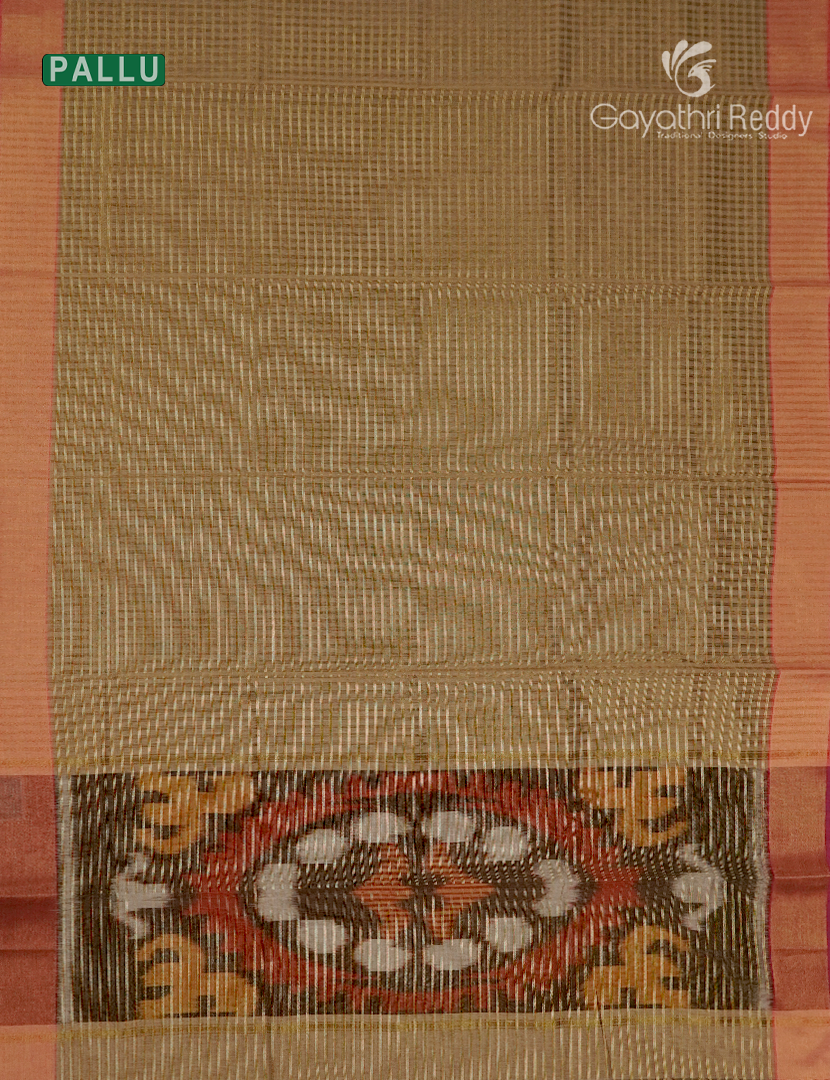 Semi Ikat Silk Saree in Beige