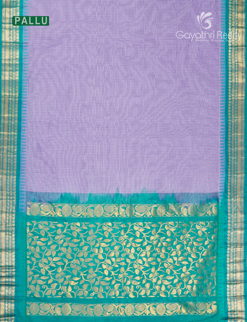 Pure Gadwal Cotton Saree in Lavender and Rama Green