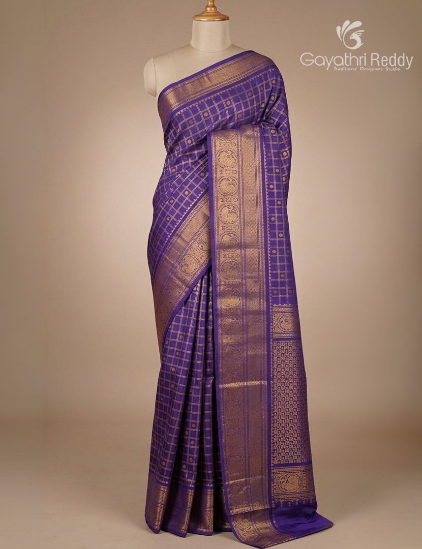 Pure Gadwal Silk Saree in Deep Blue