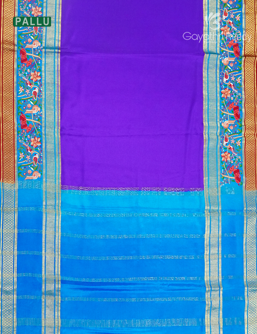 Pure Mysore Silk Saree in Purple and Blue