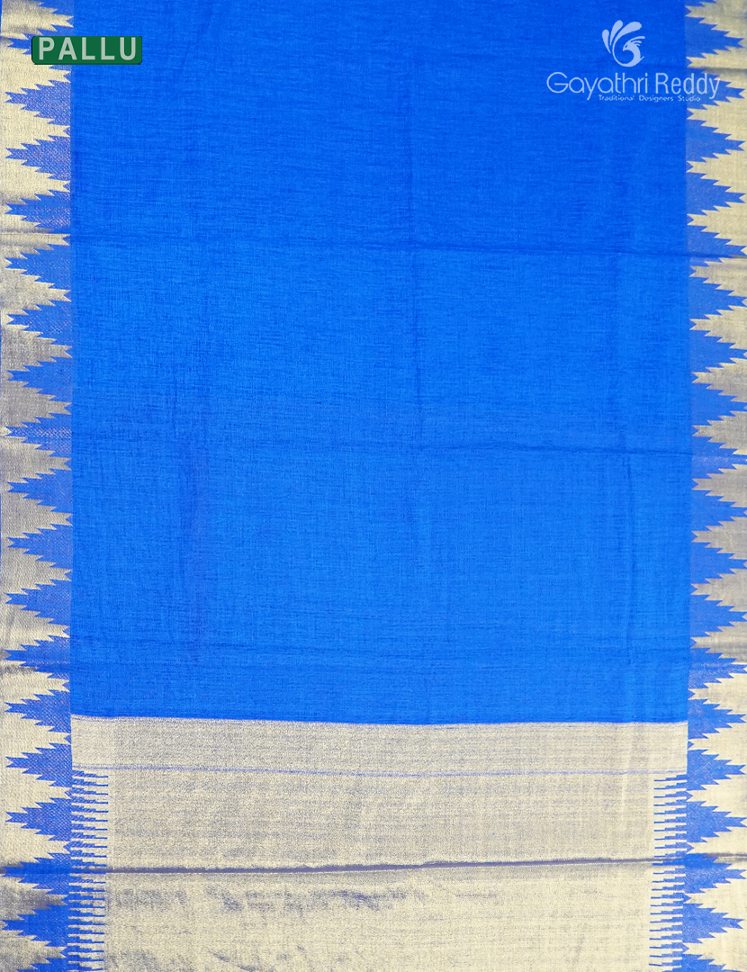 Semi Tussar Saree in Cyan Blue