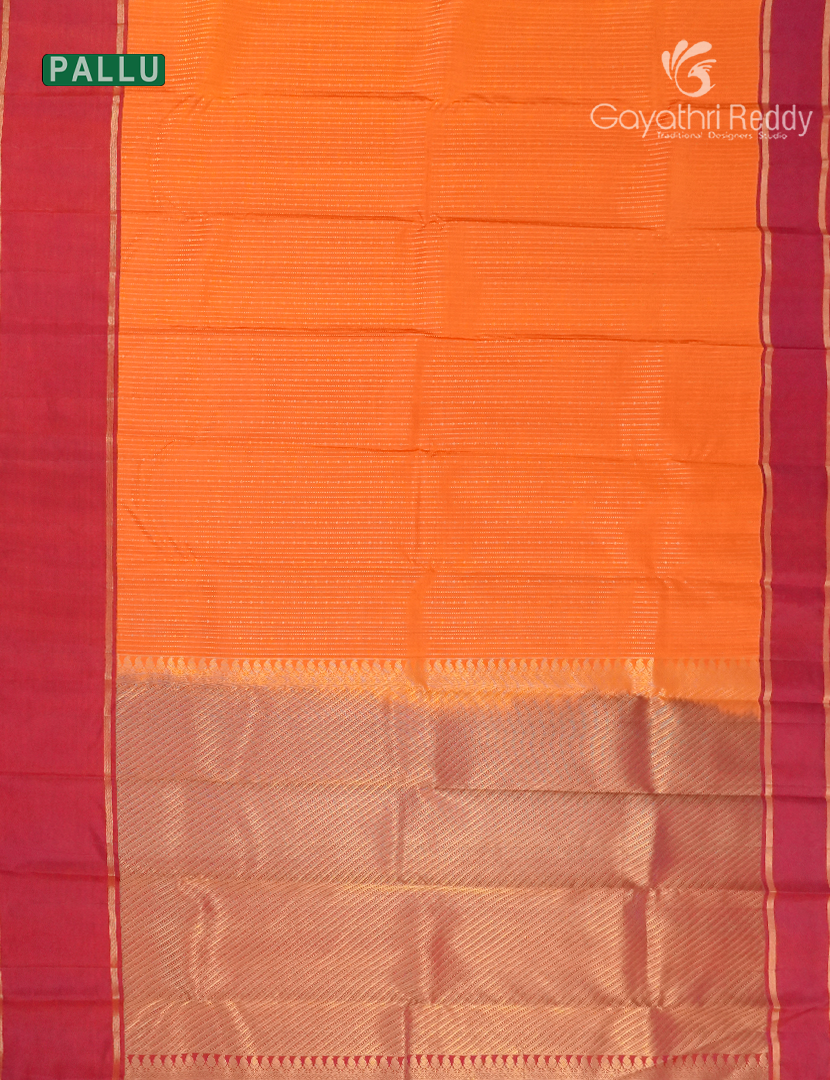 Pure Kanchipuram Vintage Silk Saree in Orange and Red