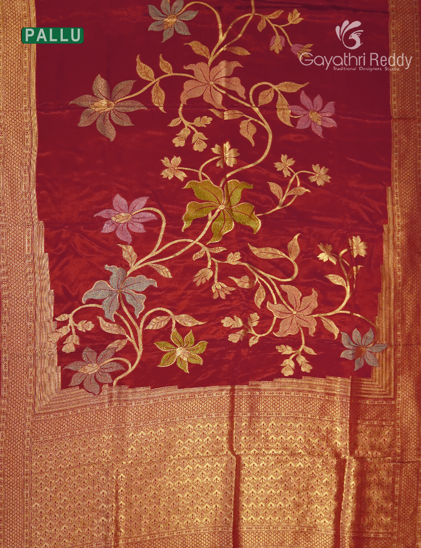 Pure Satin Silk Saree in Red