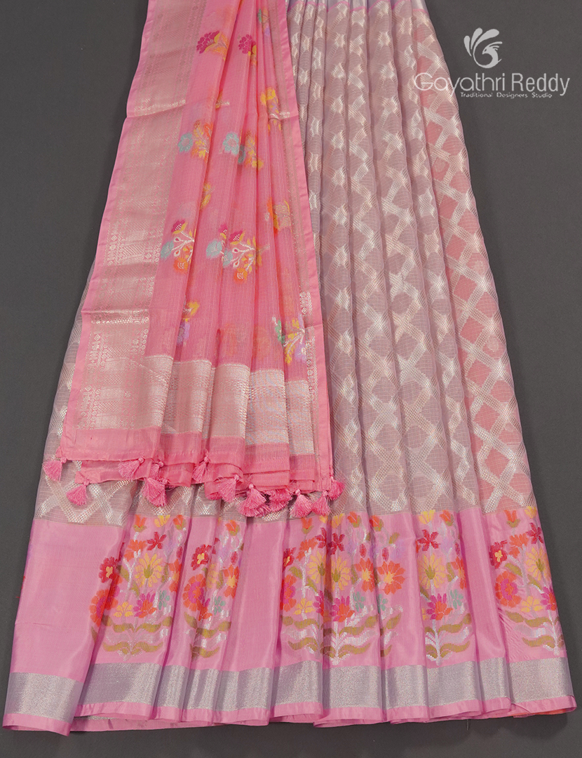 Banaras Kota Lehanga Set in Powder Pink and Peach