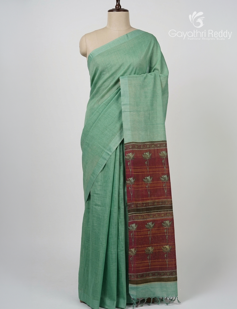 Pure Munga Silk Saree  in Sea Green