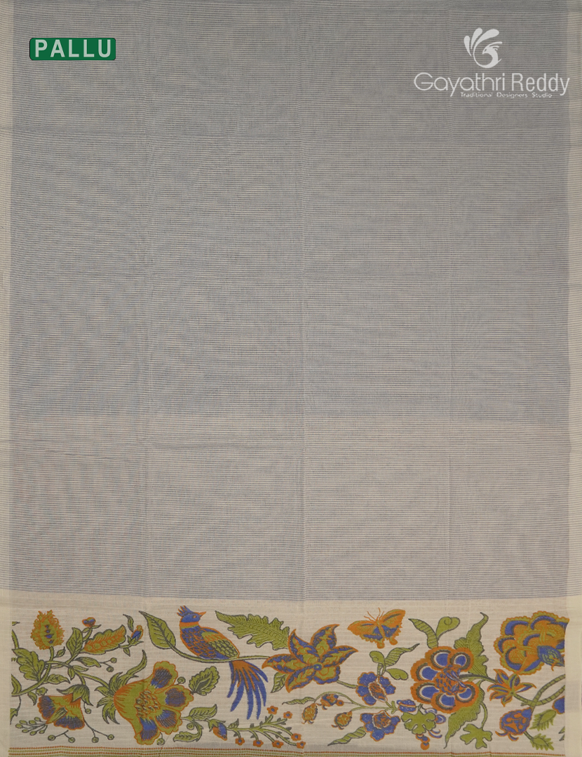 Pure Kanchi Cotton Printed Saree in Denim Grey