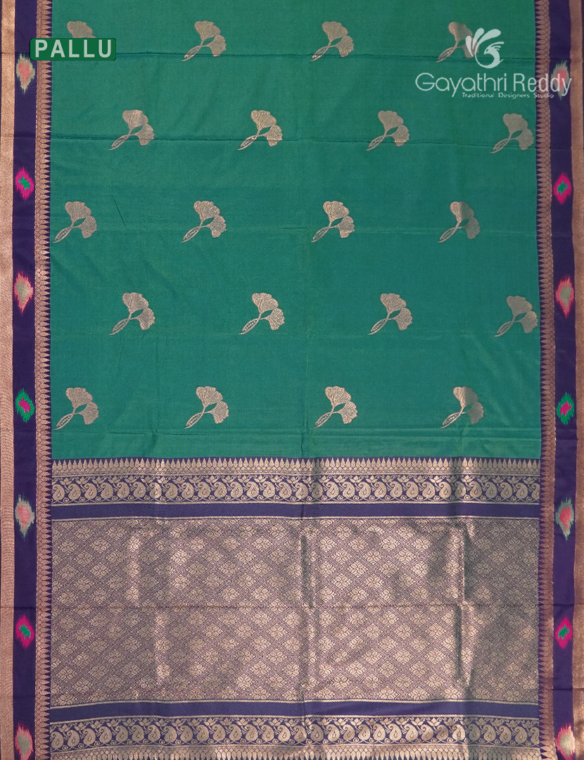 Semi Kanchipuram Art Silk Saree in Peacock Green