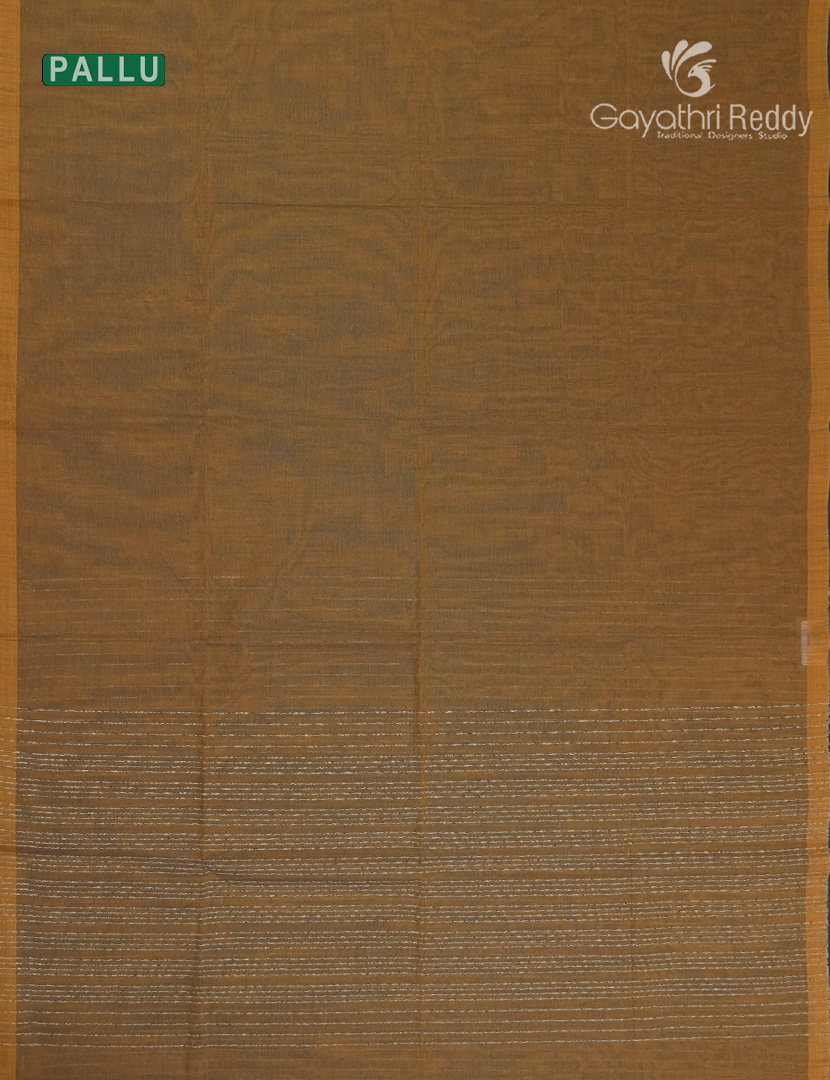 Pure Handloom Cotton Saree in Dry Mehendi
