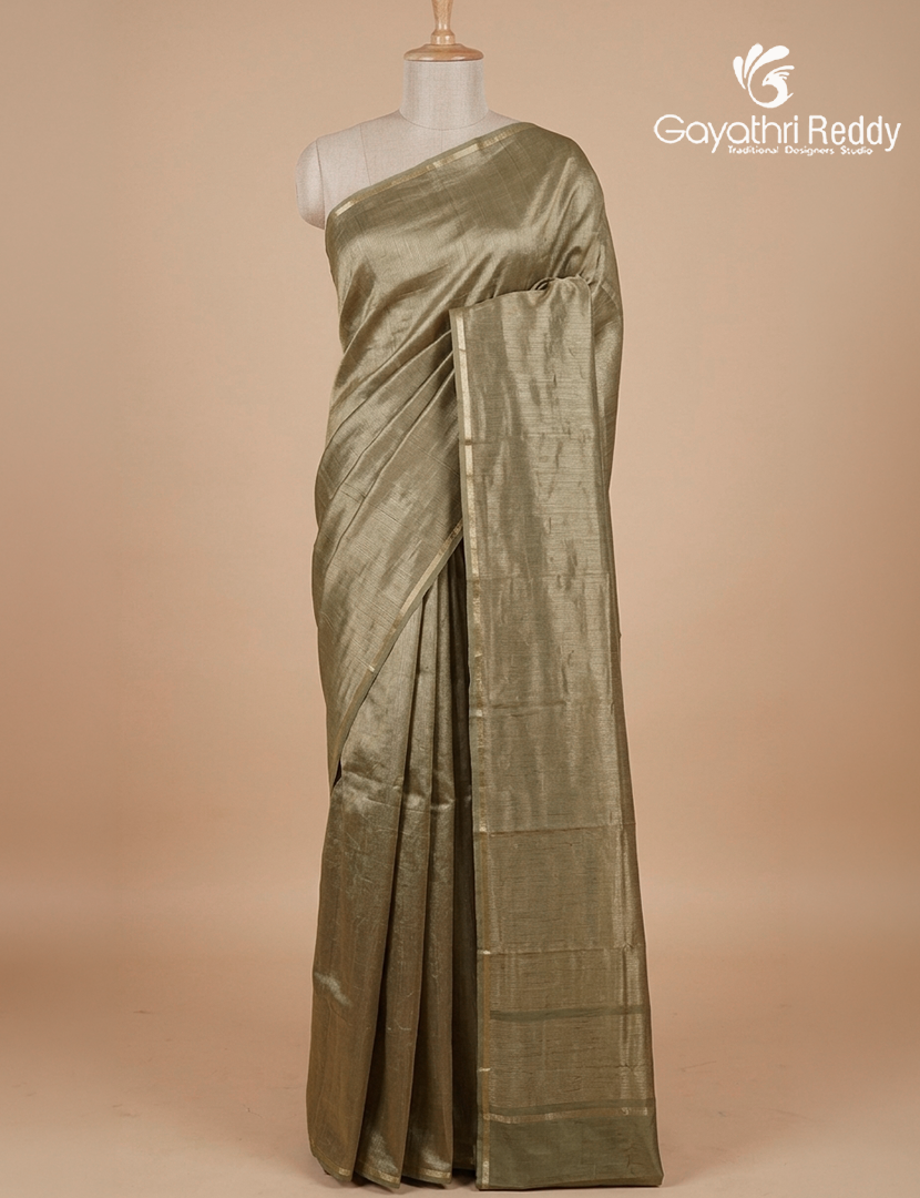 Pure Tissue Saree in Deep Mehendi Green